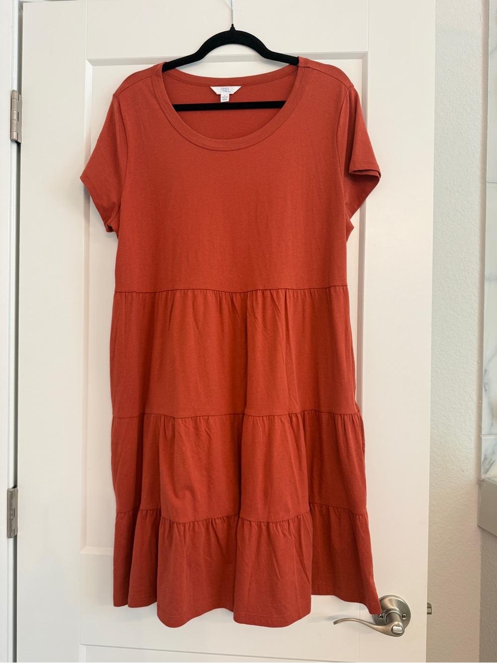 Time and Tru Rust Tiered T-Shirt Midi Dress Size L 12-14